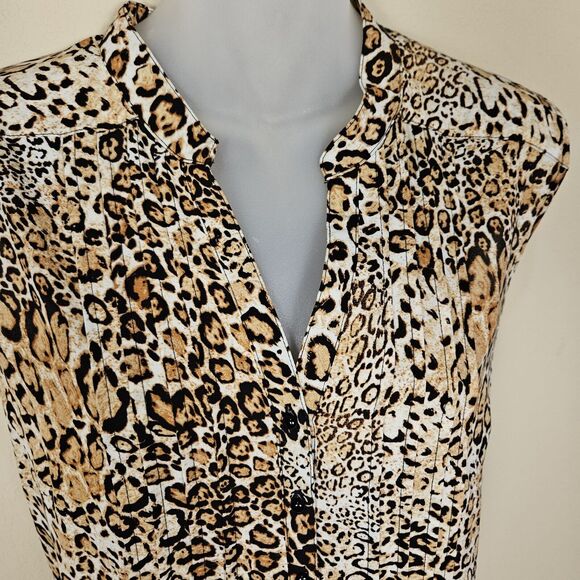 Nanette Lepore Midi Shirt Dress Leopard Animal Print Pintuck Pleated Party 14 - Picture 6 of 16